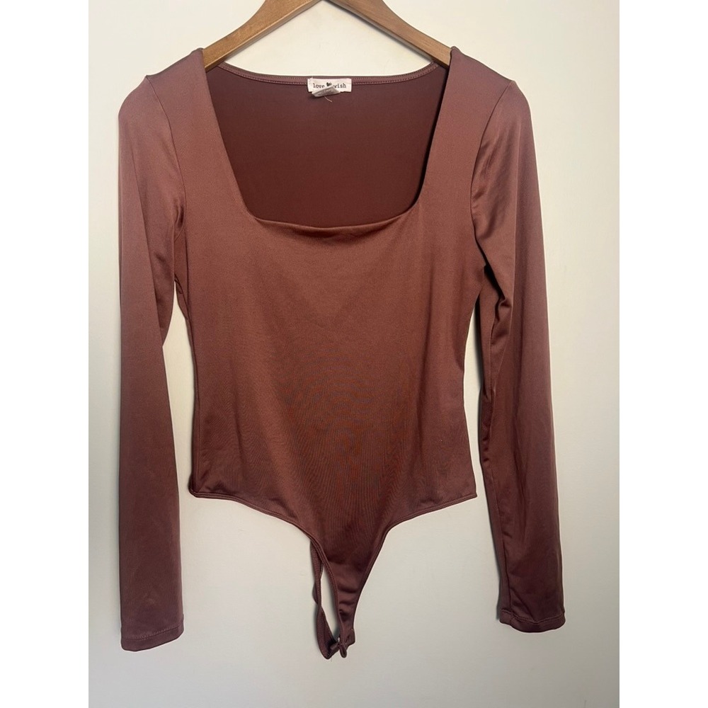 Love Wish LG Square Neck Long Sleeve Bodysuit Pink Minimalist Chic Cottage Sleek